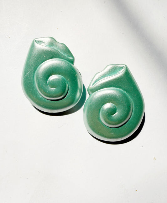 Vintage pearly teal shell studs