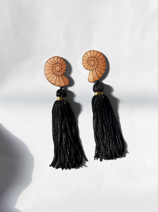 Pink shell tassel earrings