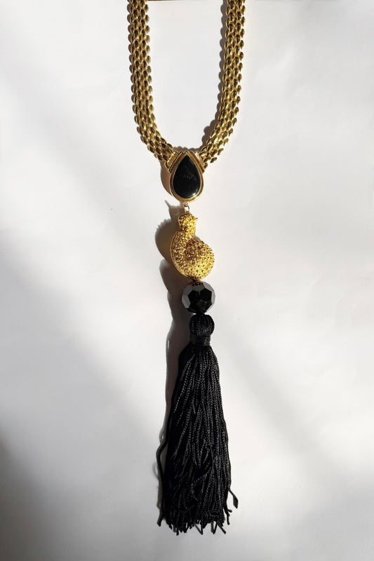 Snail fringe statement necklace