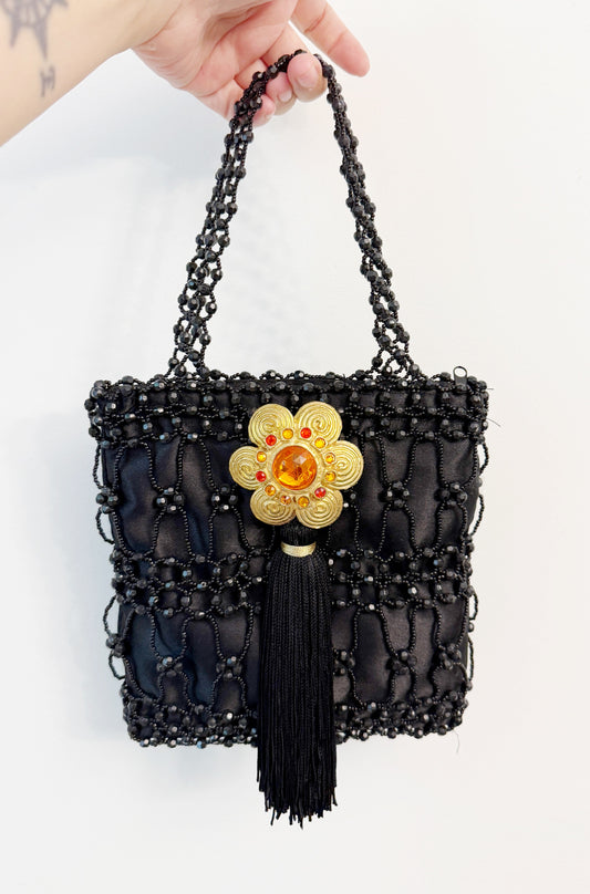 Gilded fringe purse and brooch combo