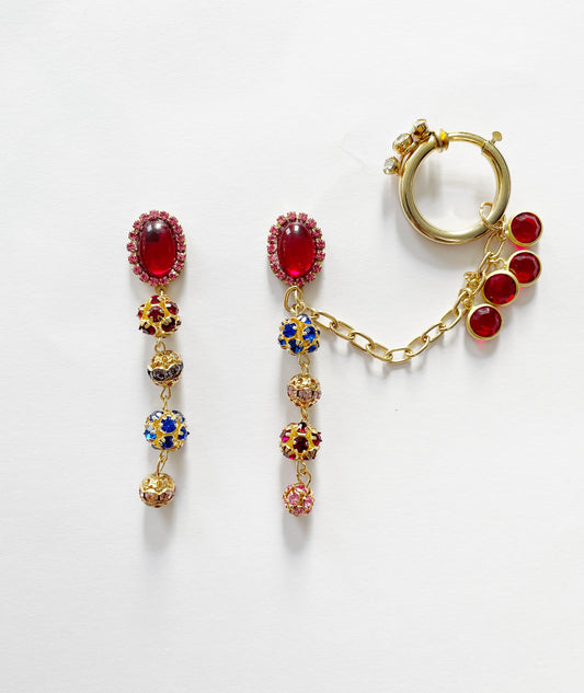 Hidden treasure ruby studs and cuff combo