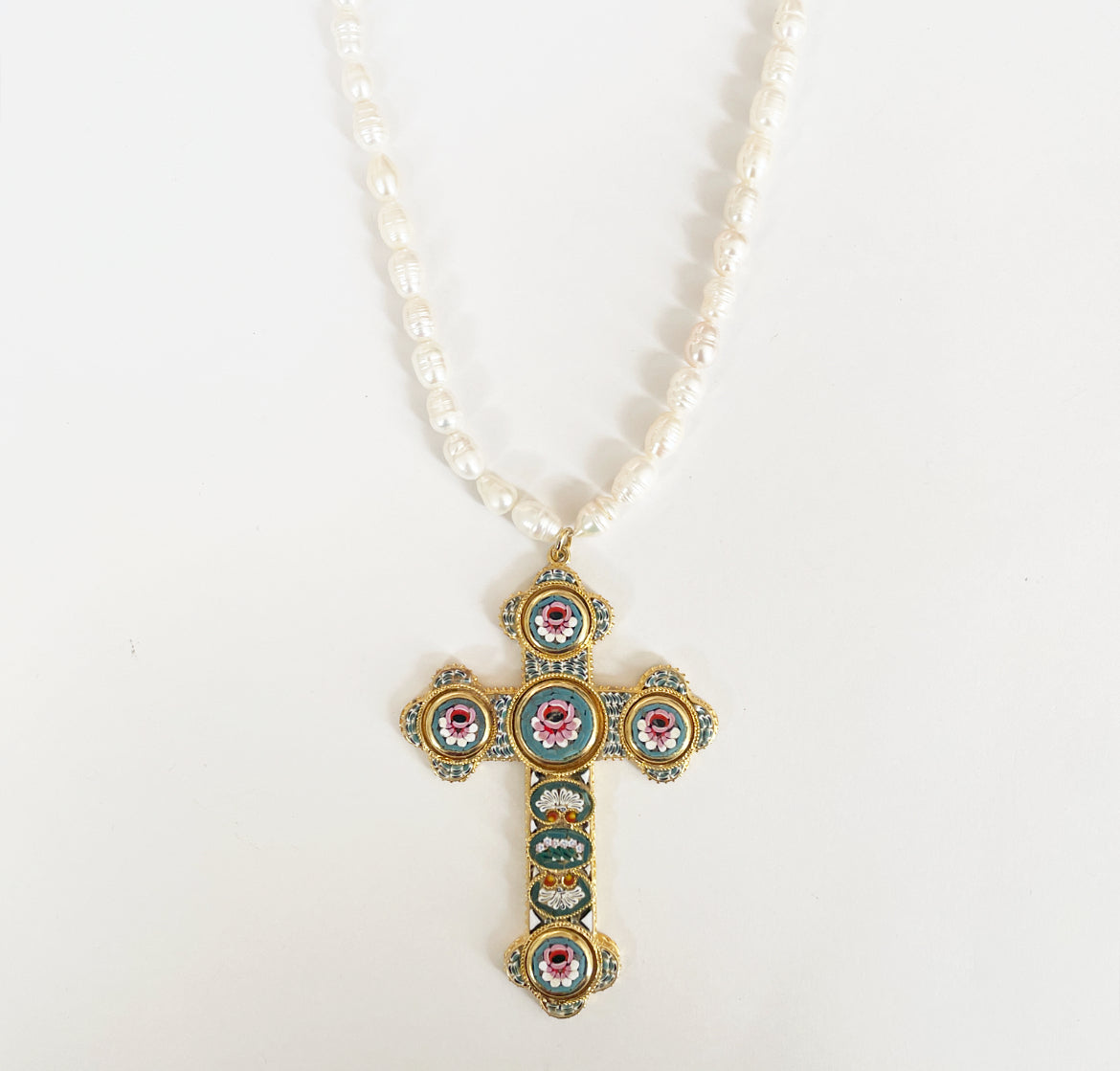 Dreamy pieces micro mosaic cross necklace