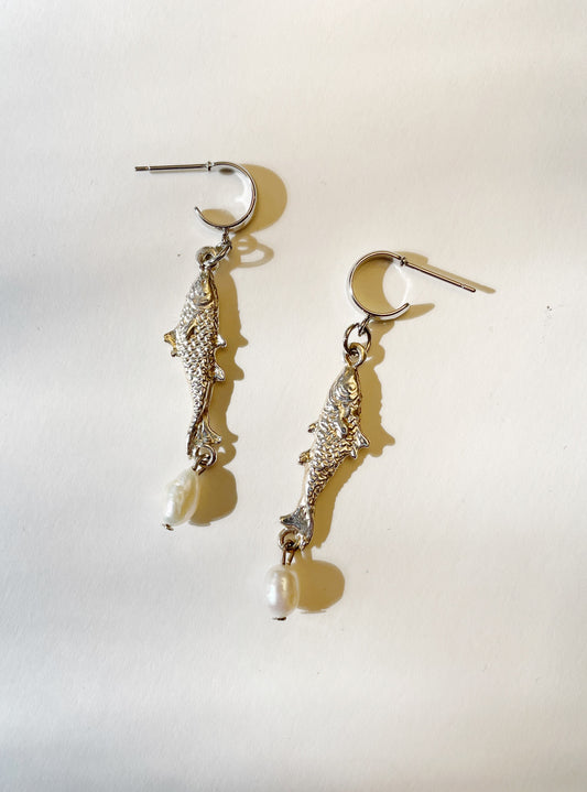 School of fish sterling earrings