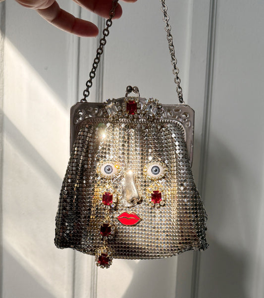 Ode to the master crybaby silver mesh purse