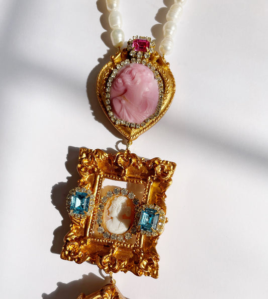 Cameo gallery wall tie necklace