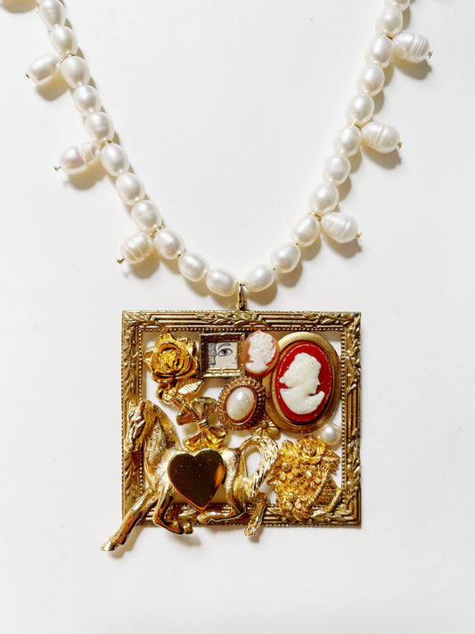 Miniature Marvels gallery wall pearl necklace