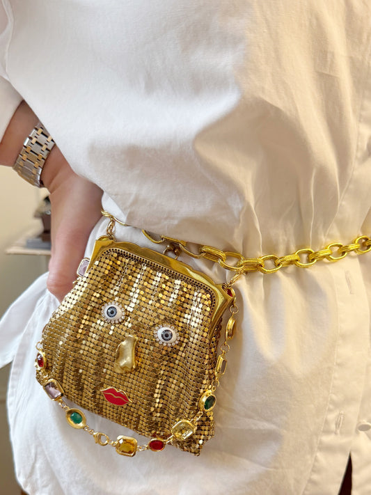 Ode to the master mini mesh purse necklace & belt