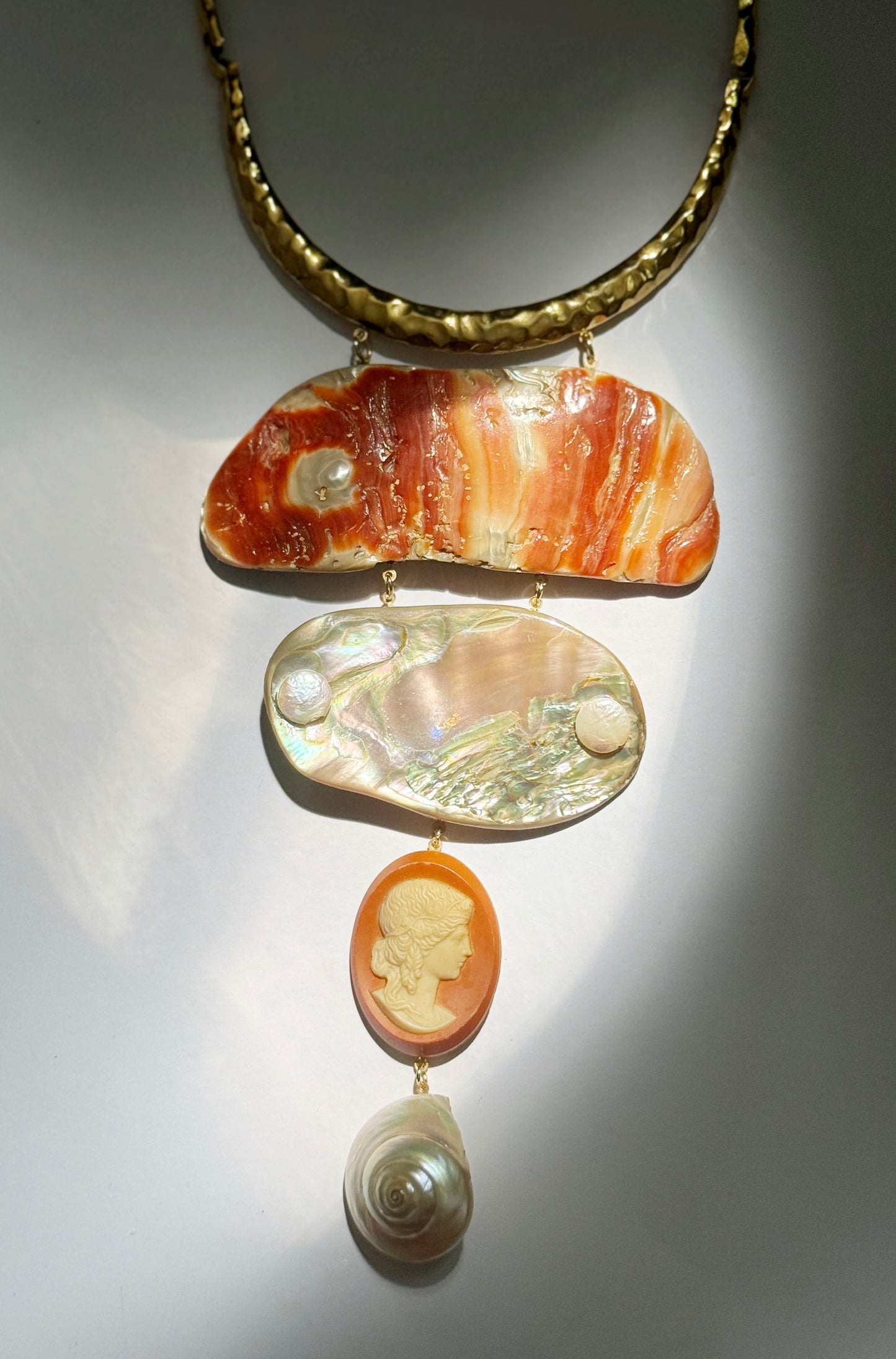 Dreamy abalone cameo shell choker
