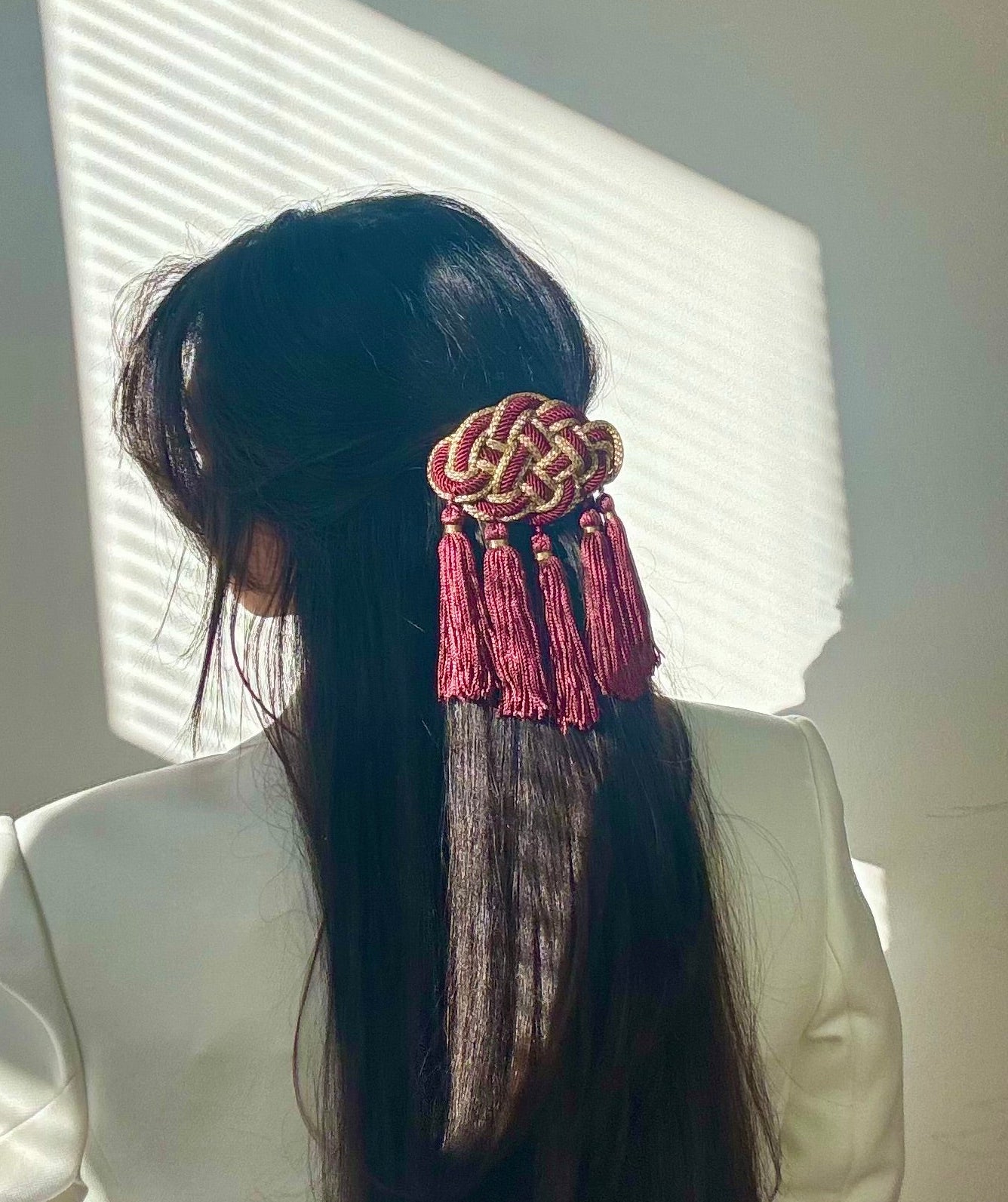 Red fringe french barrette