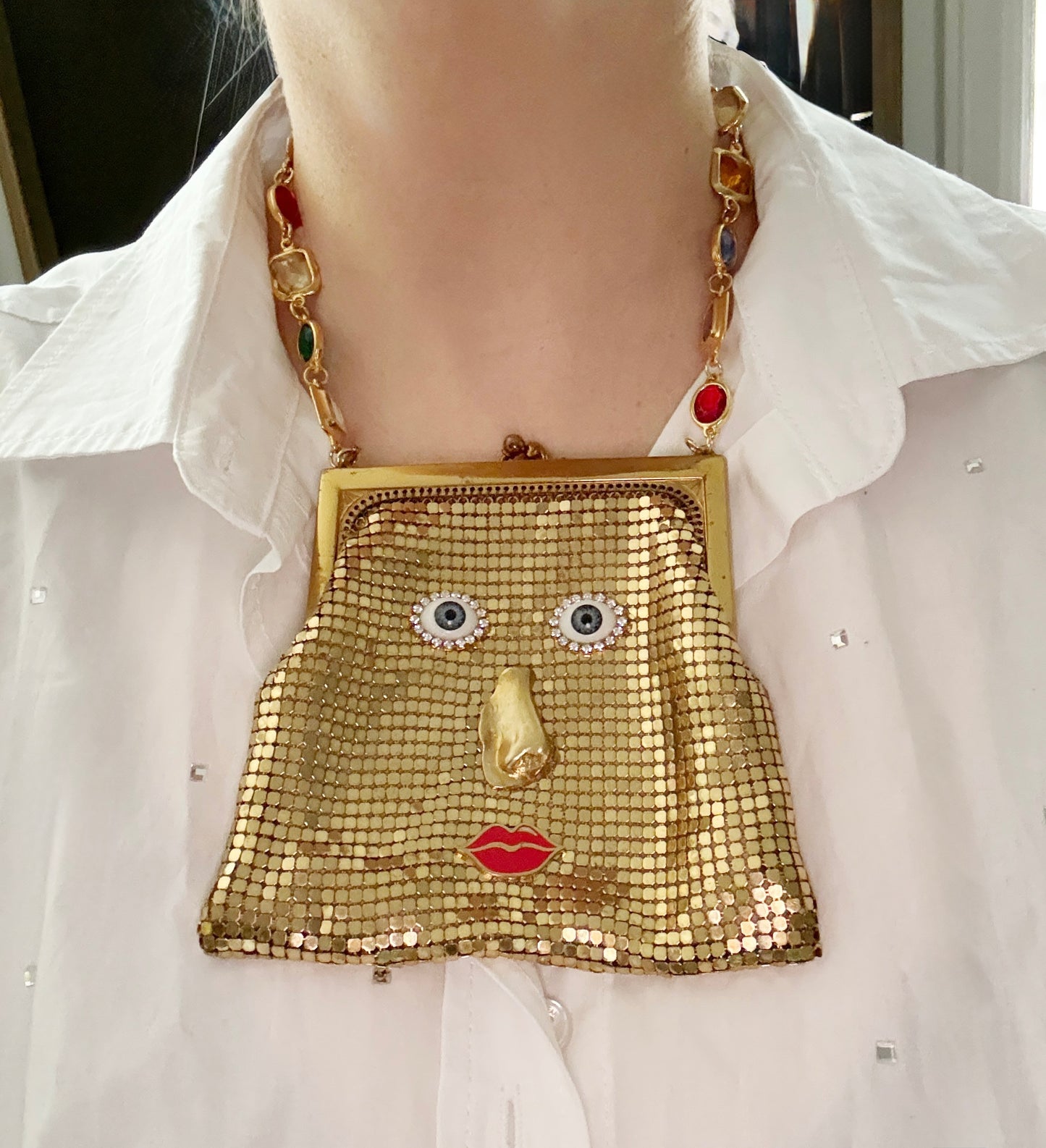 Ode to the master mini mesh purse necklace
