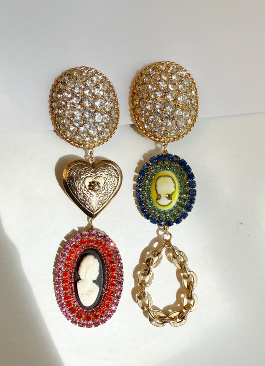 Cameo disco Clip On earrings