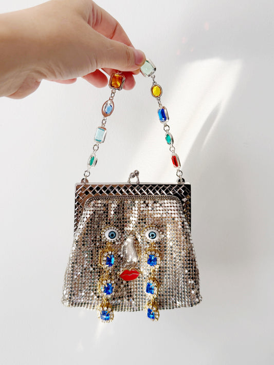 Ode to the master crybaby silver mesh purse