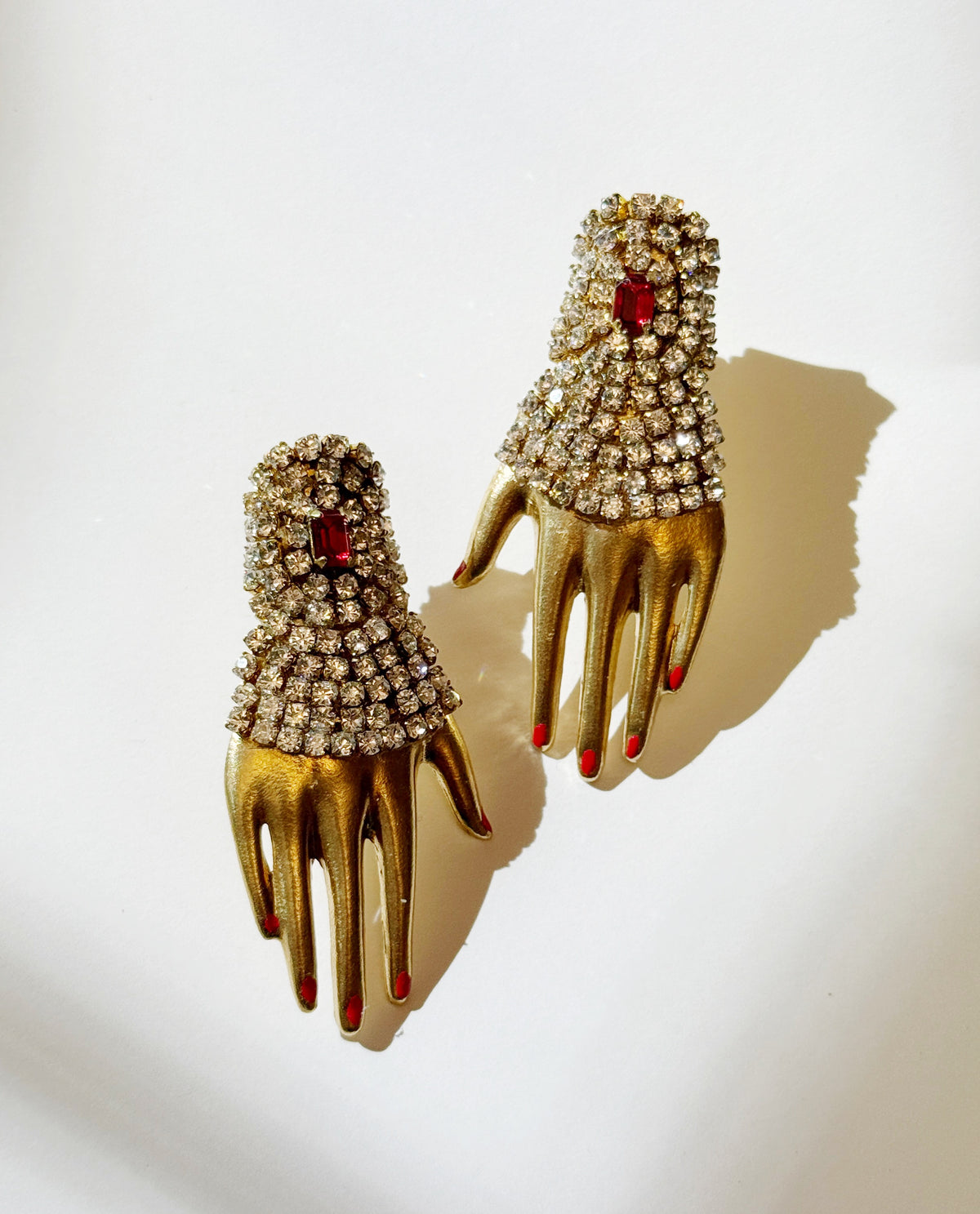 Regal rhinestone large hand earrings