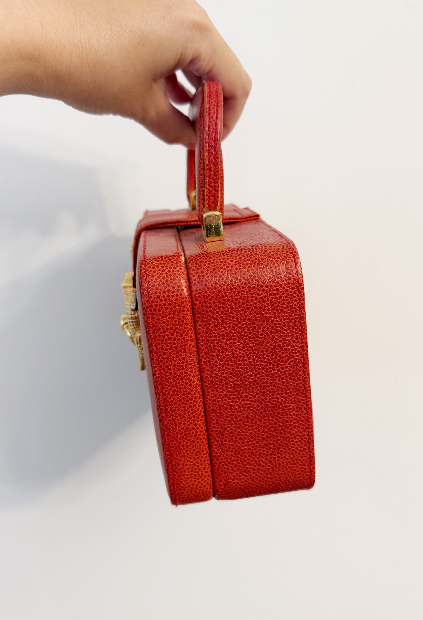 Vintage red leather alligator purse