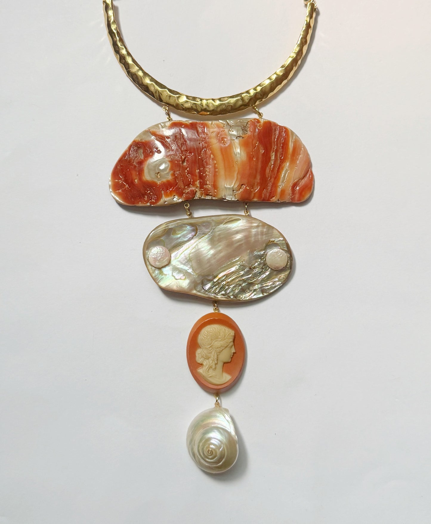 Dreamy abalone cameo shell choker