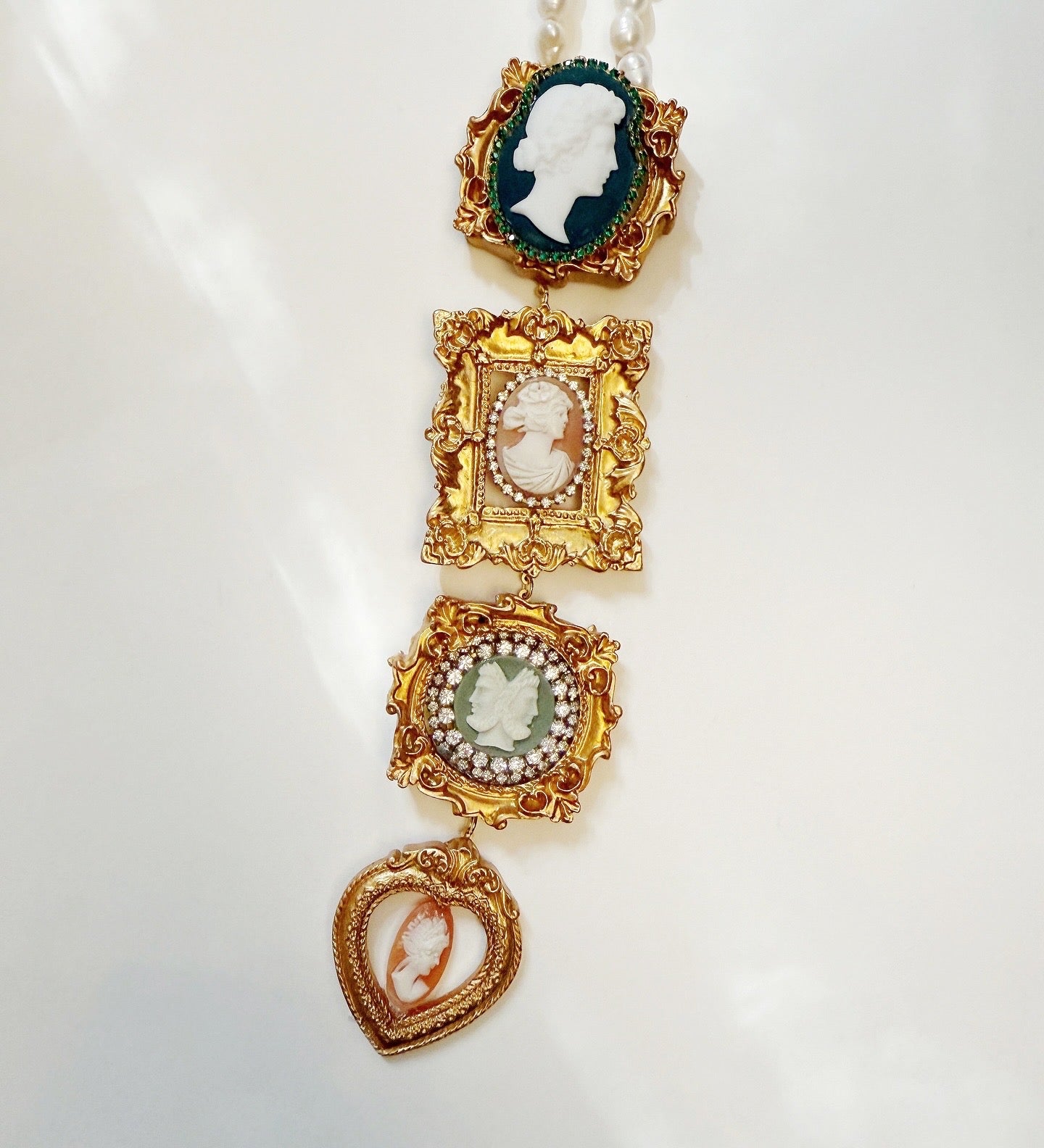 Cameo gallery wall tie necklace