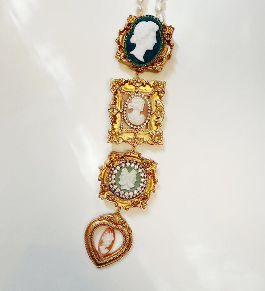 Cameo gallery wall tie necklace