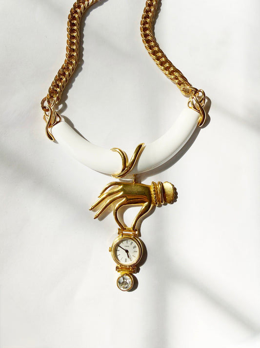 Watch hand choker necklace