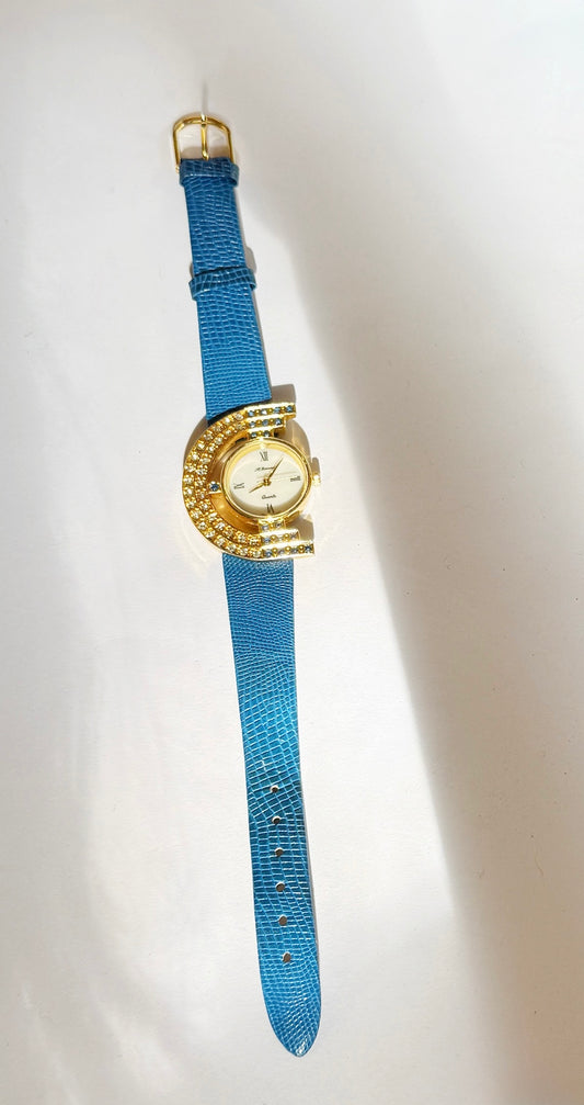 Vintage blue rhinestone watch