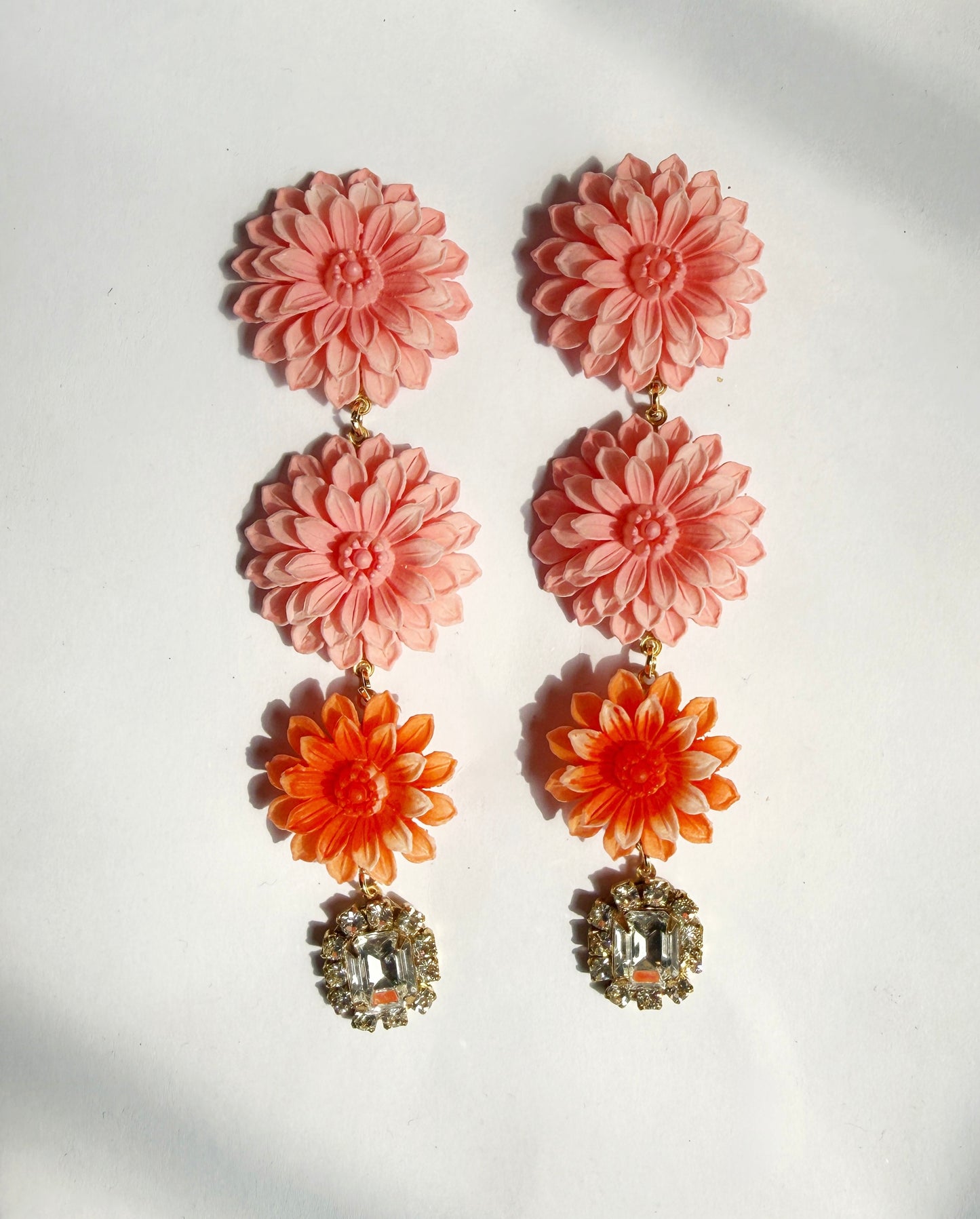 Persistence of Petals pink Dahlia earrings