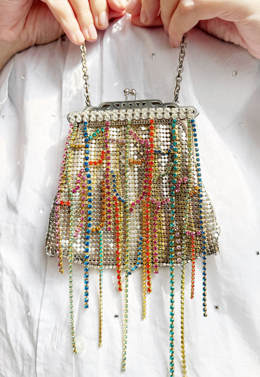 Colossal silver mesh purse