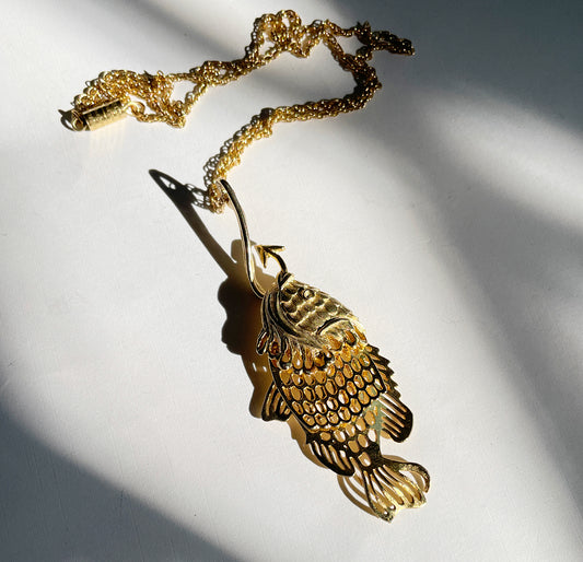 Vintage fish hook necklace