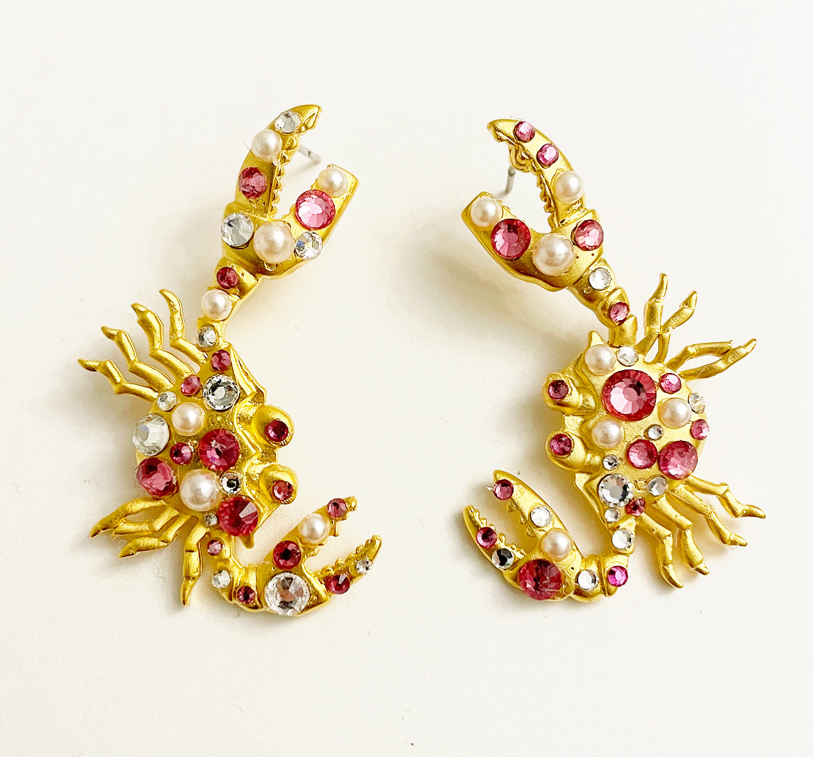 Crabby party rhinestone earrings