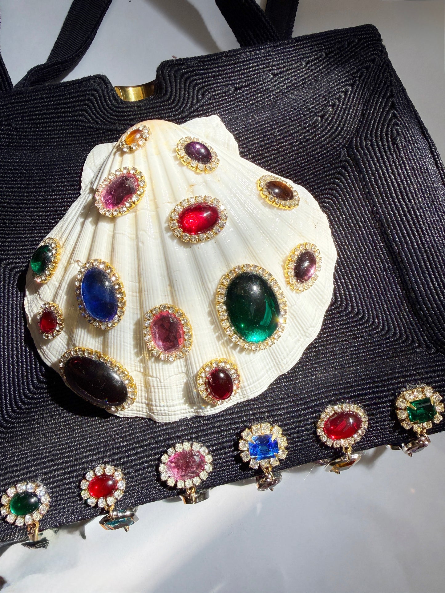 Shell goddess rhinestone purse