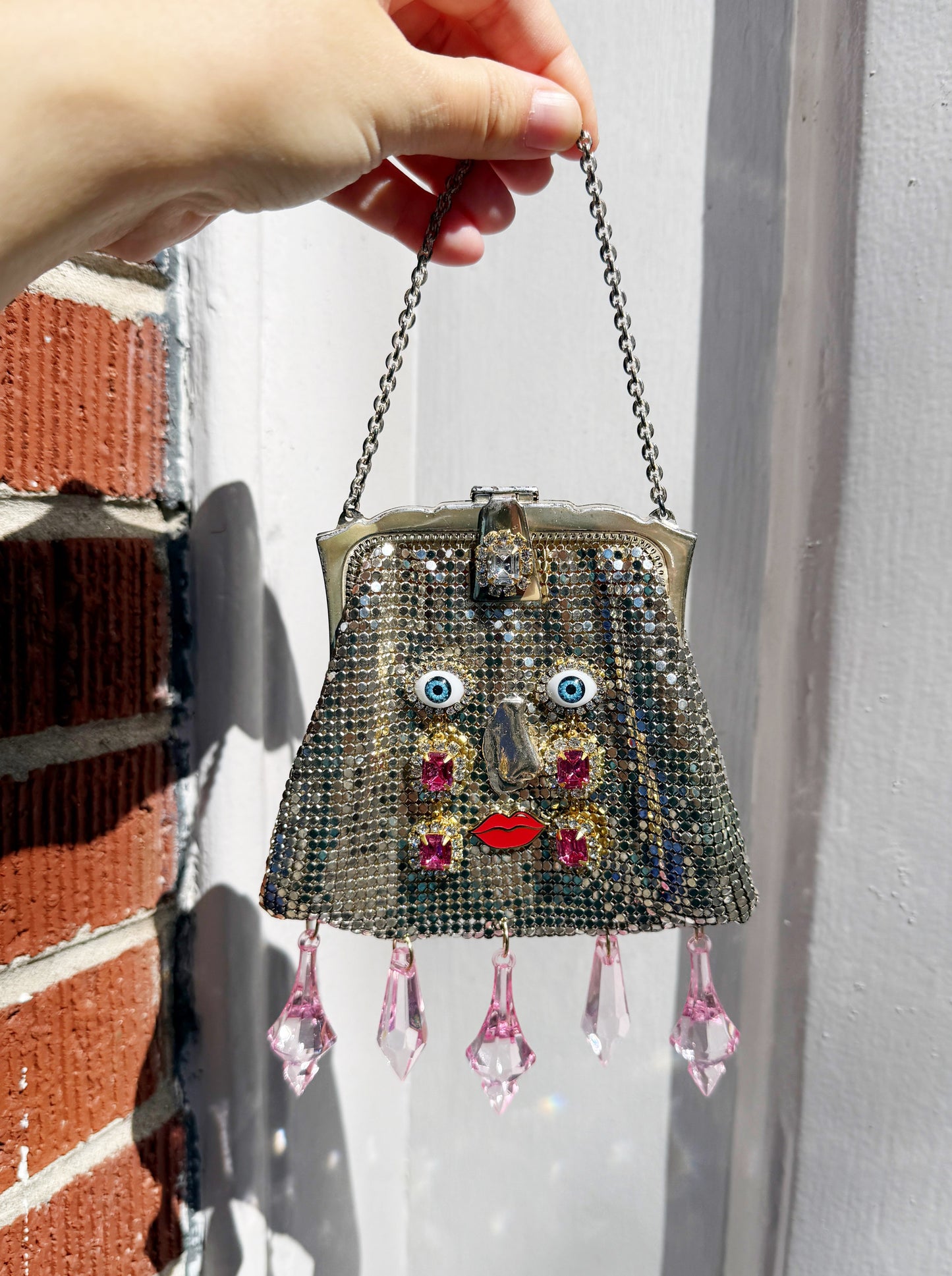 Ode to the master crybaby silver mesh purse