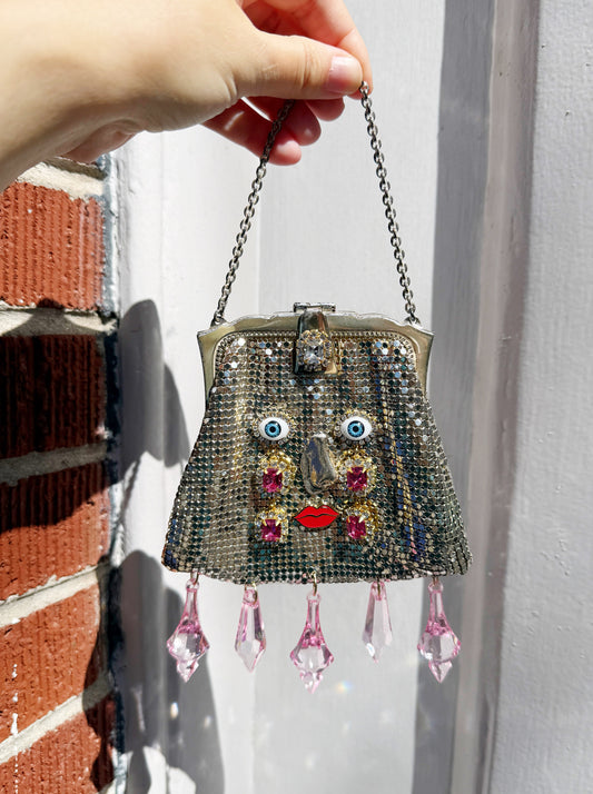 Ode to the master crybaby silver mesh purse