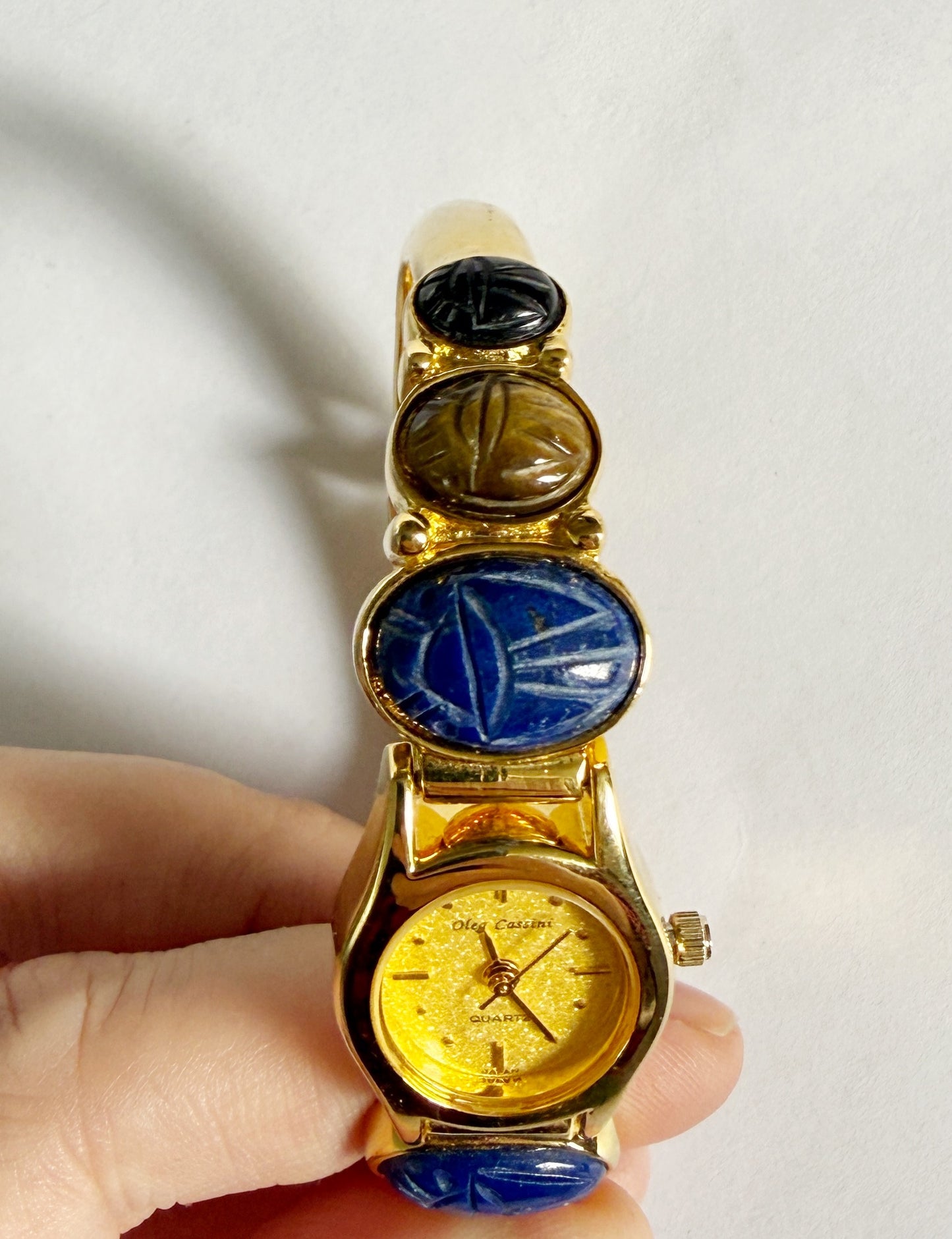 Vintage scarab beetle watch bracelet