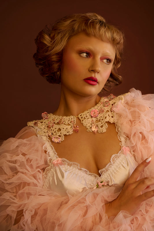 Pink chandelier bib necklace