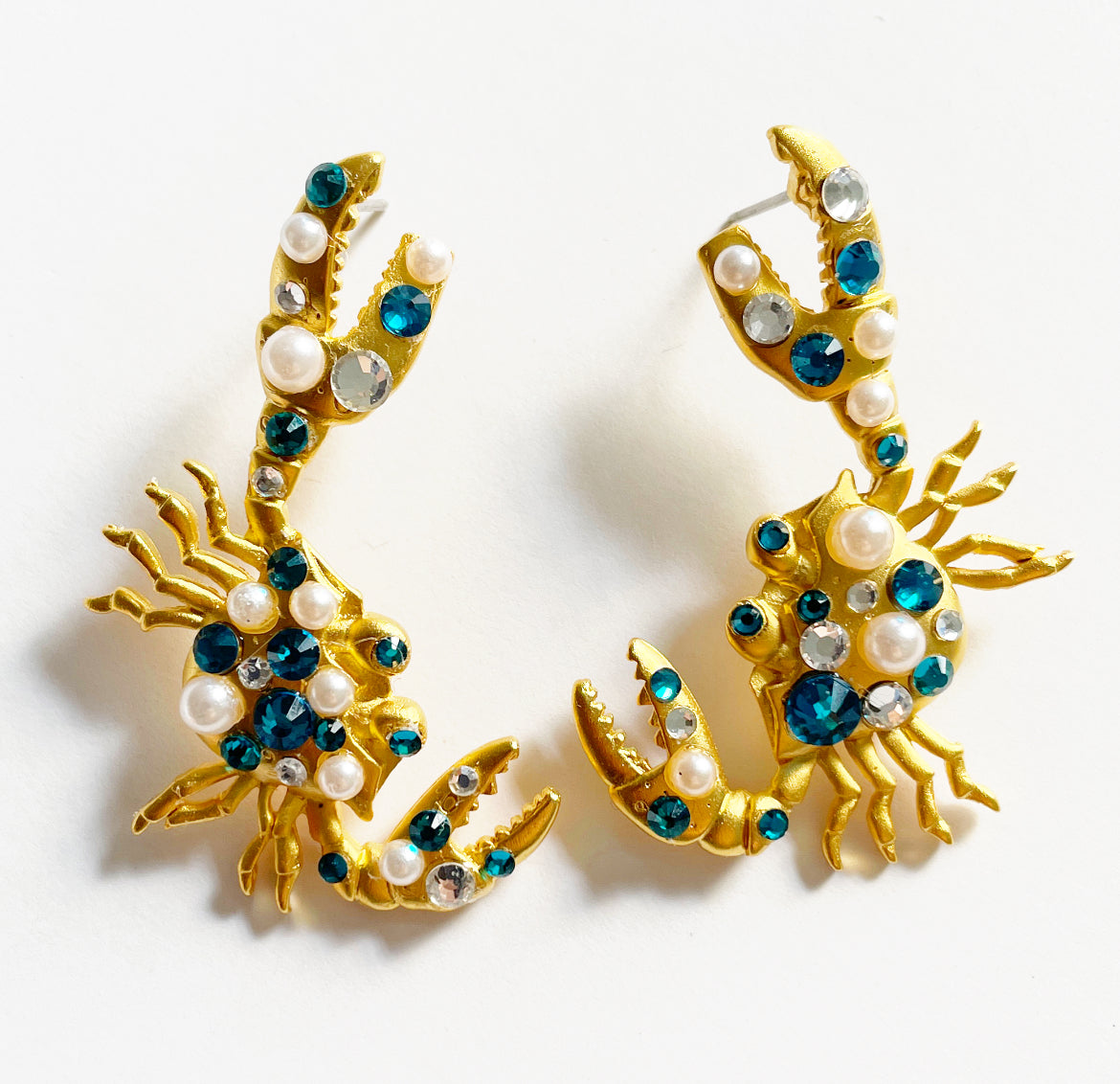 Crabby party rhinestone earrings
