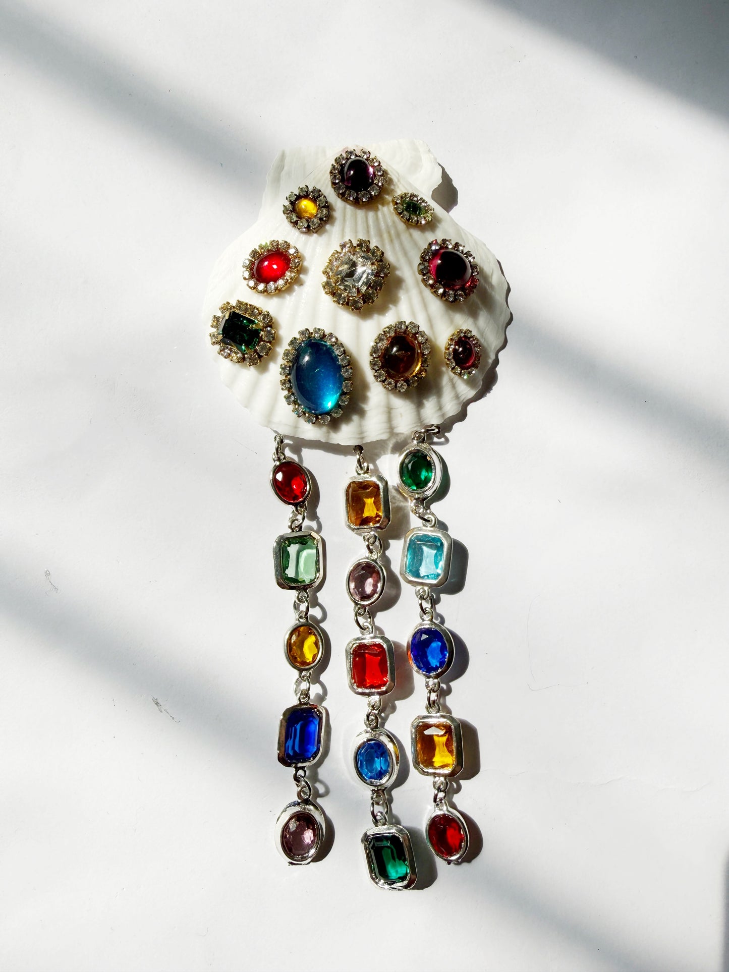 Colossal rhinestone shell brooch