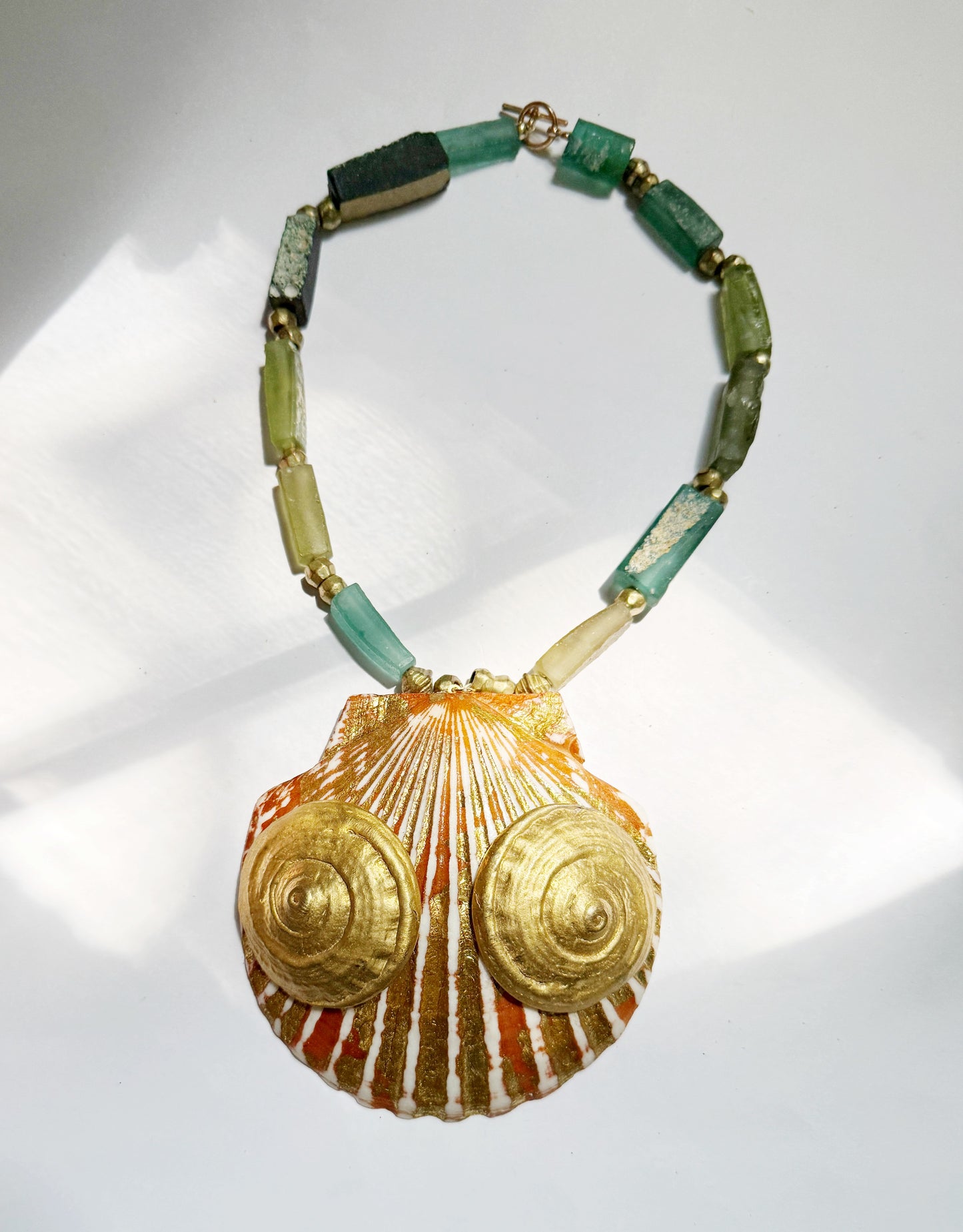 Gilded shell glass necklace