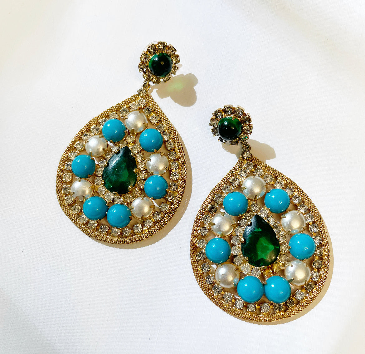Vintage rhinestone statement earrings