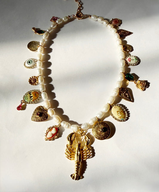 Lobster party charm necklace