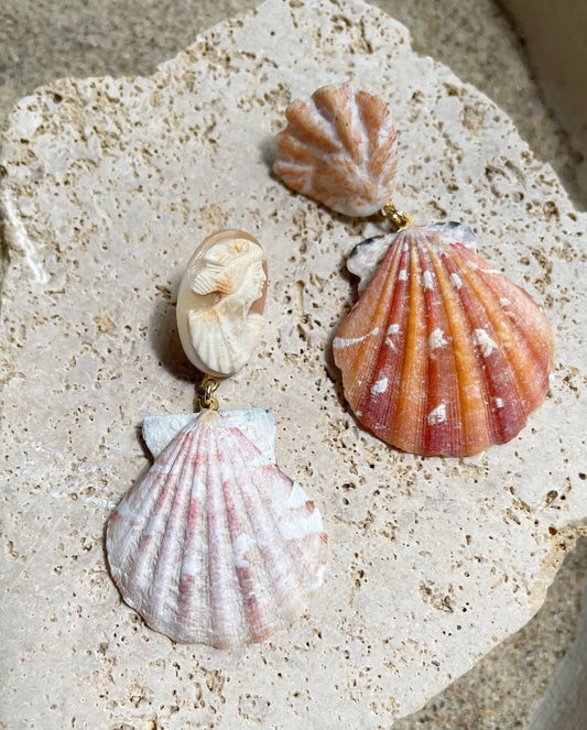 Cameo shell earrings