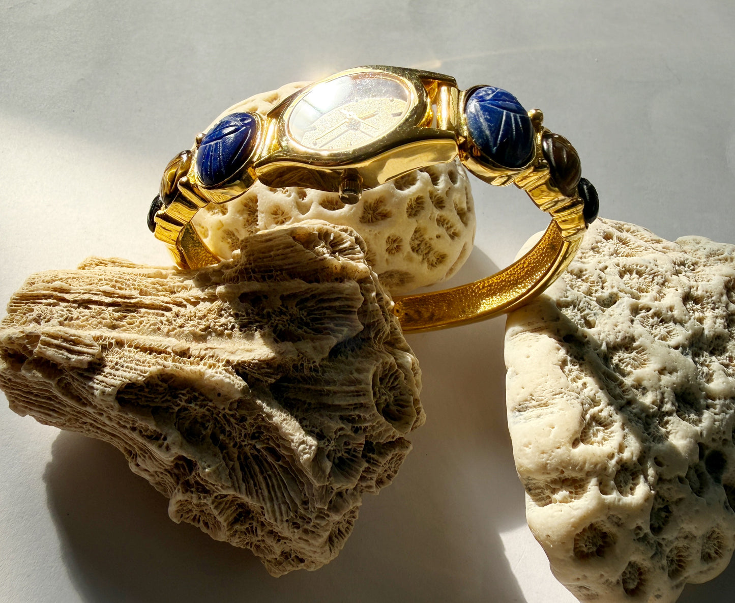 Vintage scarab beetle watch bracelet