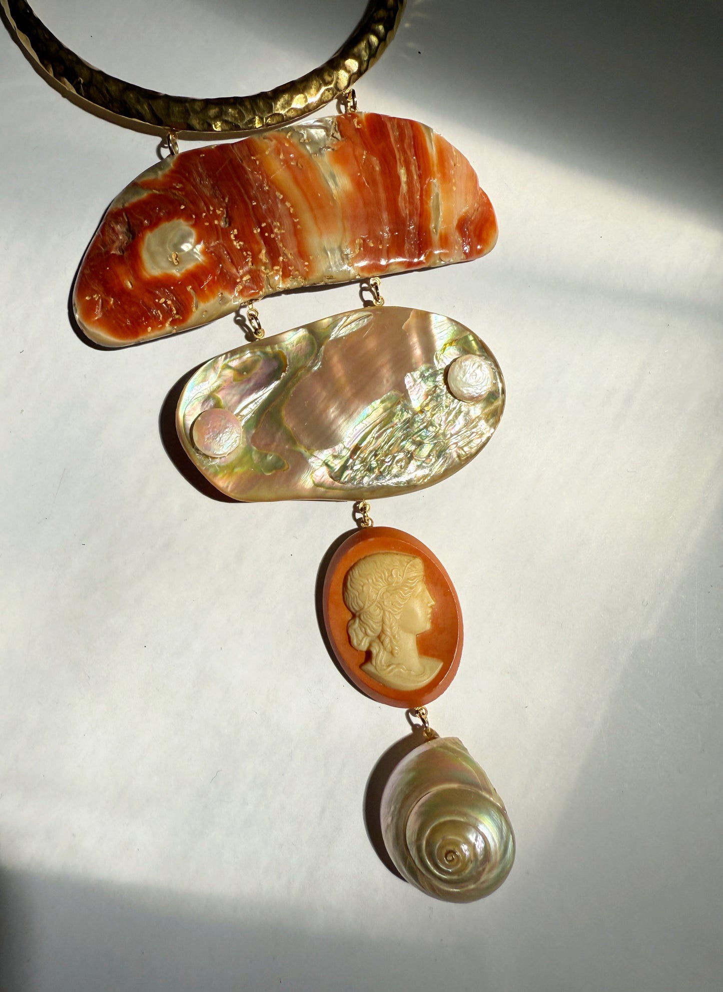 Dreamy abalone cameo shell choker