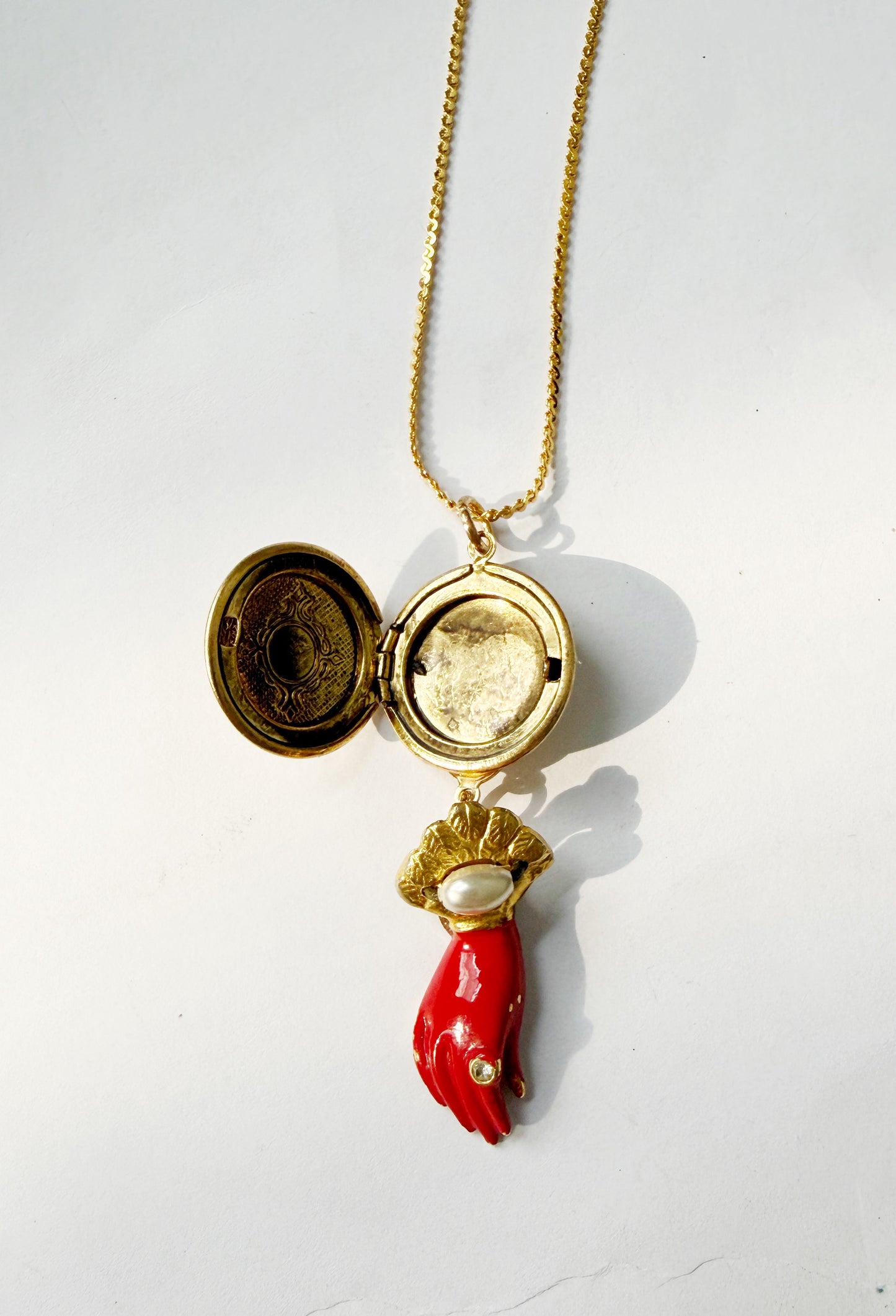 French locket hand necklace necklace