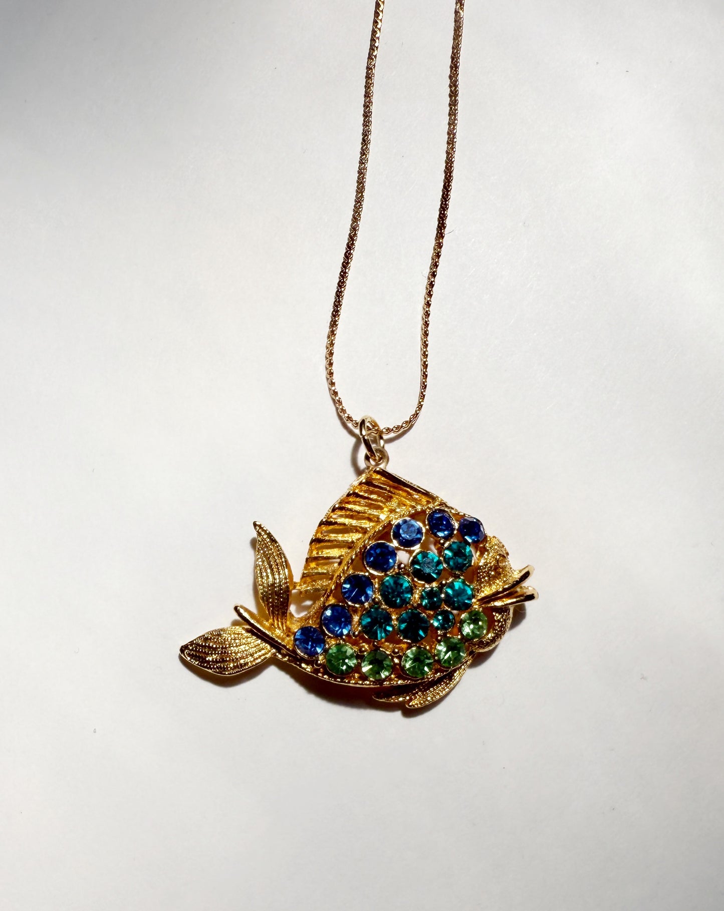 Rhinestone fish necklace