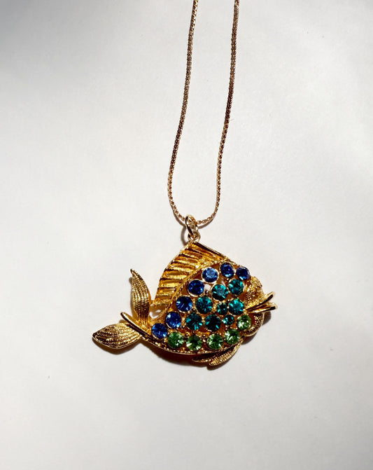 Rhinestone fish necklace