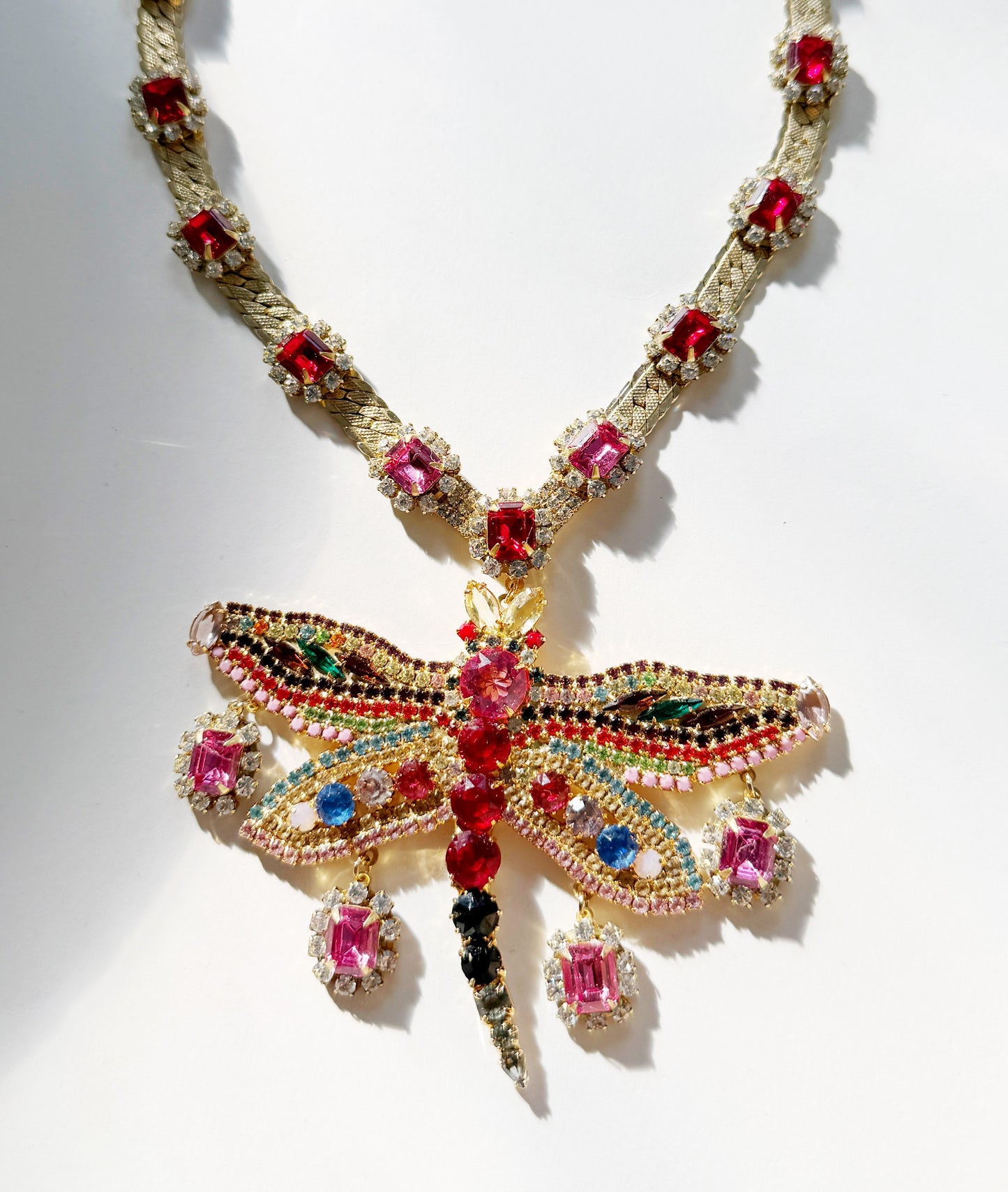 Electric dragonfly rhinestone choker