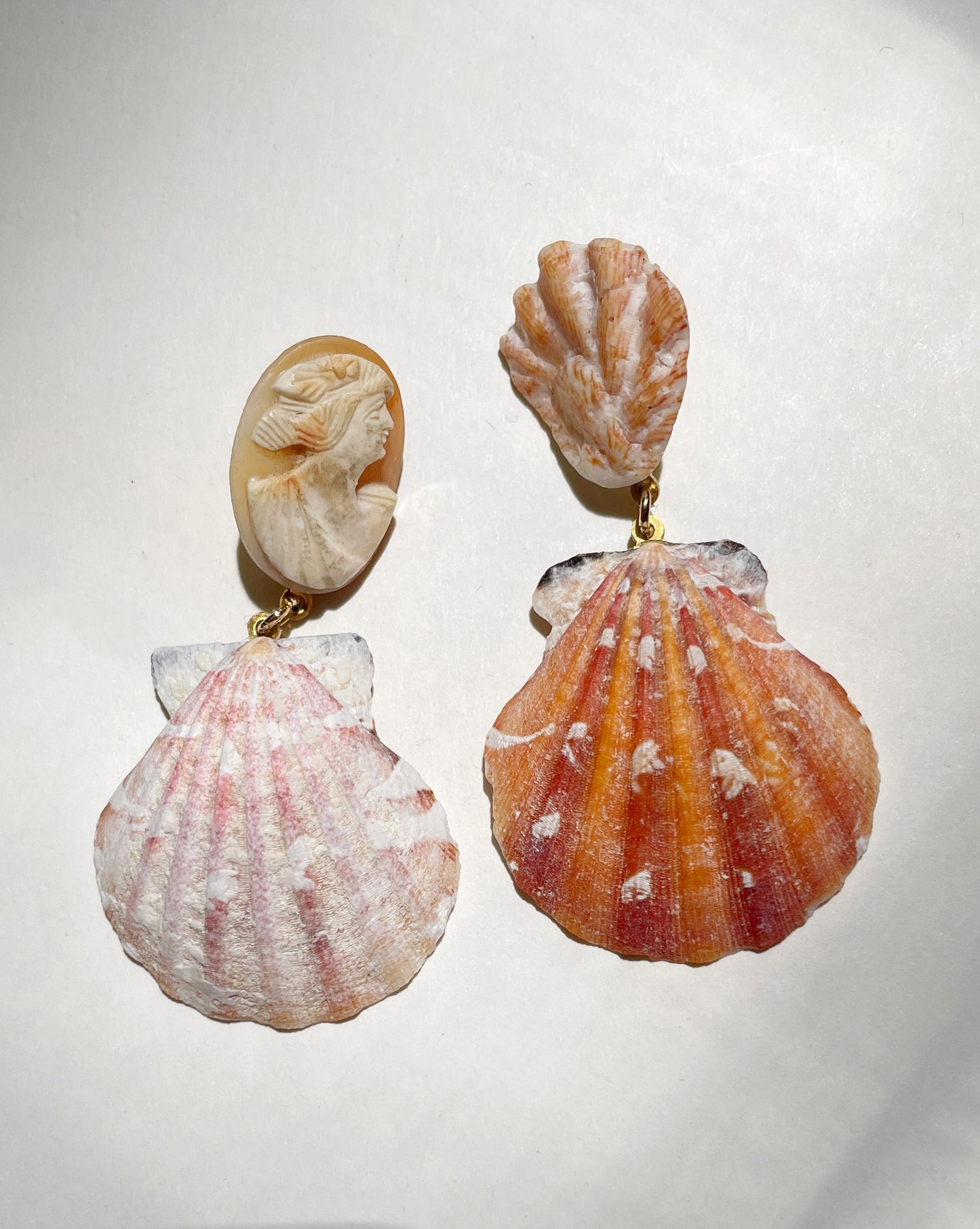 Cameo shell earrings