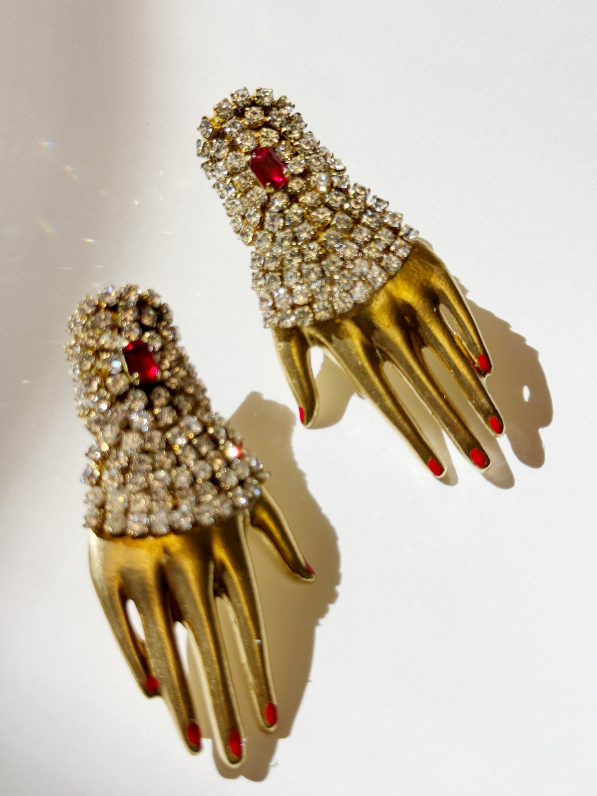 Regal rhinestone large hand earrings