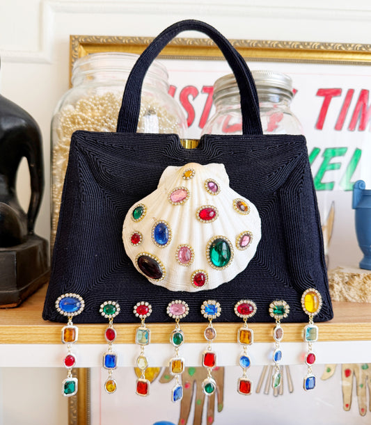 Shell goddess rhinestone purse