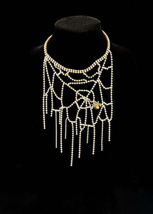 Colossal spider web necklace