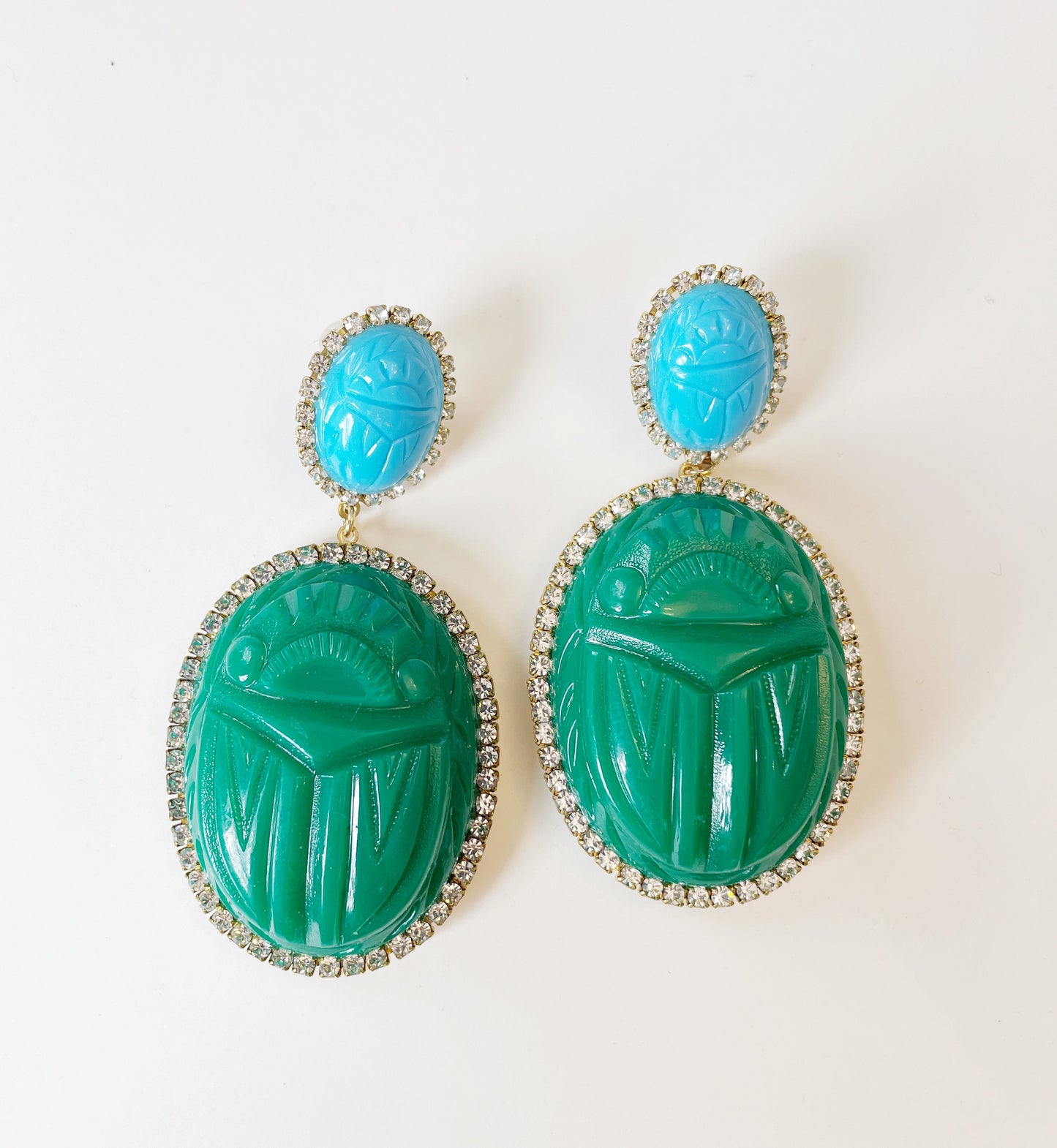 Rhinestone scarab beetle earrings