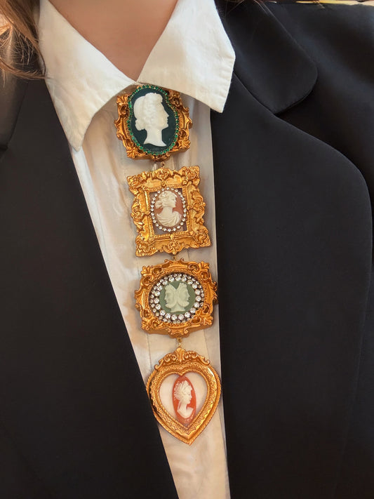 Cameo gallery wall tie necklace